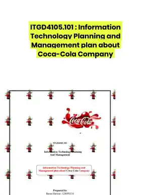 ITGD4105.101 : Information Technology Planning and Management plan about Coca-Cola Company