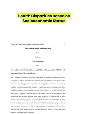 Health Disparities Based on Socioeconomic Status