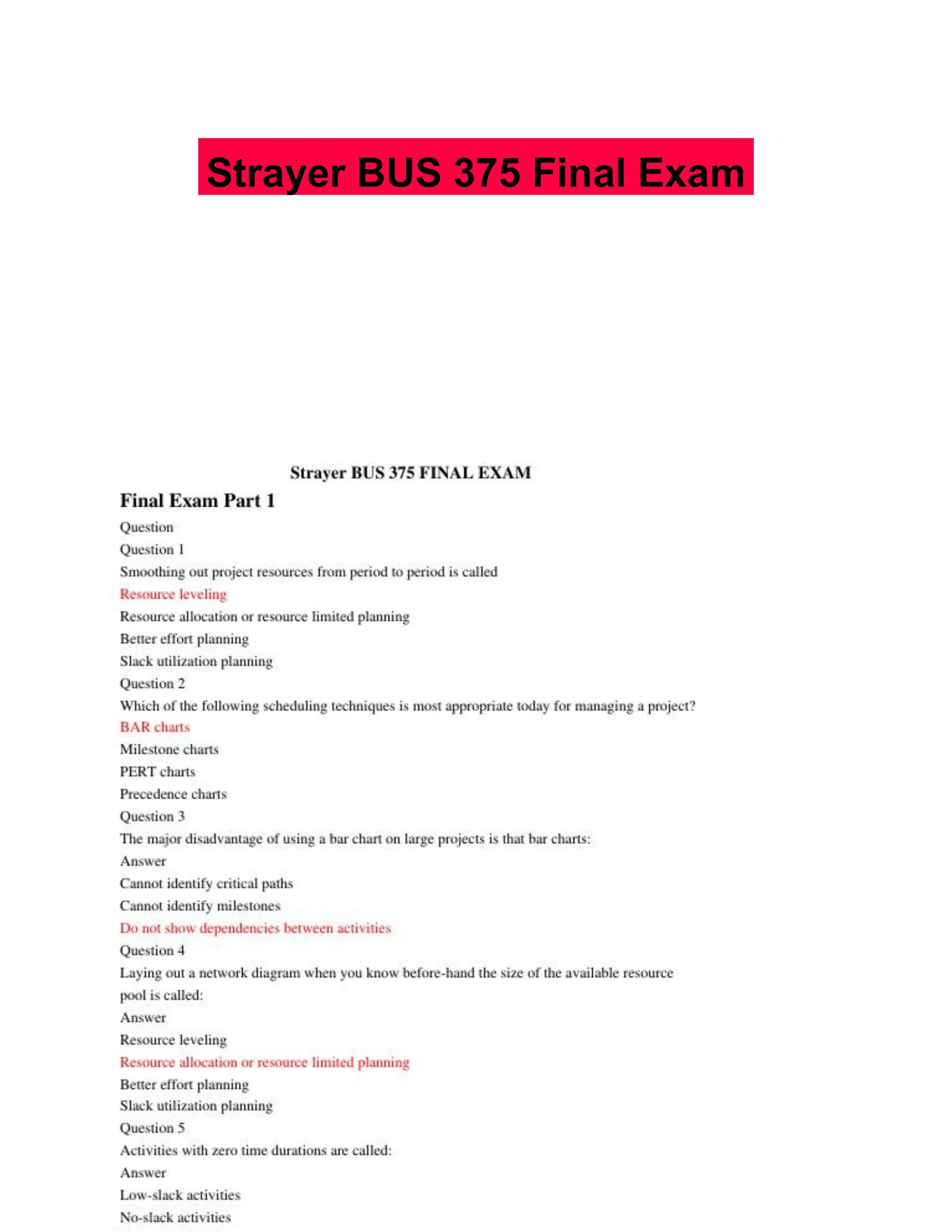 Strayer BUS 375 Final Exam - Solved Assignments | Business Management ...