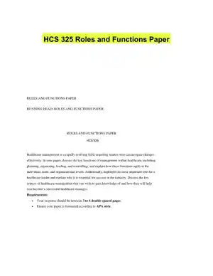 HCS 325 Roles and Functions Paper