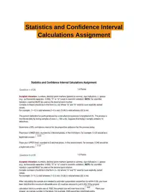 Statistics and Confidence Interval Calculations Assignment