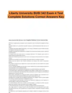 Liberty University BUSI 342 Exam 4 Test Complete Solutions Correct Answers Key