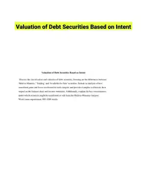 Valuation of Debt Securities Based on Intent