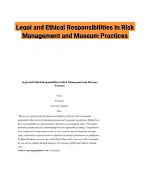 Legal and Ethical Responsibilities in Risk Management and Museum Practices