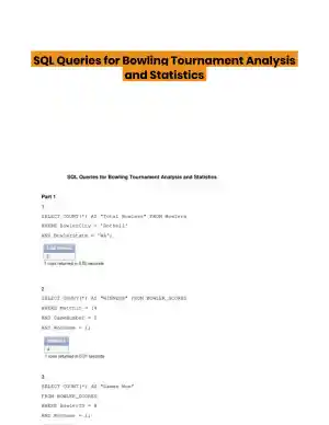 SQL Queries for Bowling Tournament Analysis and Statistics