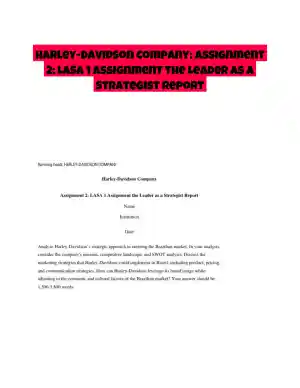 Harley-Davidson Company: Assignment 2: LASA 1 Assignment the Leader as a Strategist Report