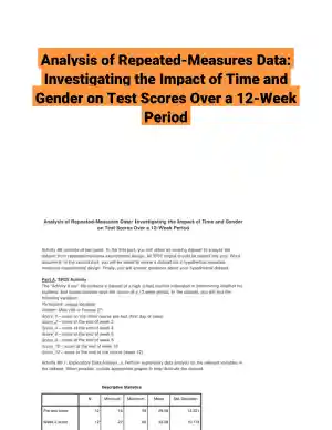 Analysis of Repeated-Measures Data: Investigating the Impact of Time and Gender on Test Scores Over a 12-Week Period