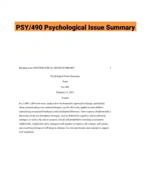 PSY/490 Psychological Issue Summary