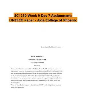 SCI 230 Week 9 Day 7 Assignment: UNESCO Paper - Axia College of Phoenix