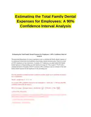 Estimating the Total Family Dental Expenses for Employees: A 90% Confidence Interval Analysis