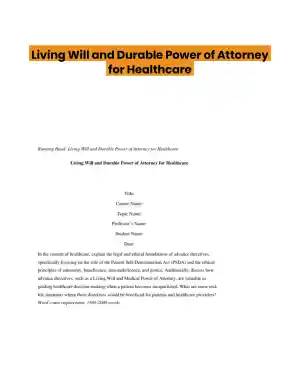 Living Will and Durable Power of Attorney for Healthcare