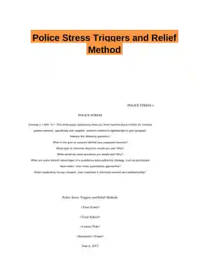 Police Stress Triggers and Relief Method