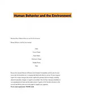 Human Behavior and the Environment