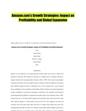 Amazon.com�s Growth Strategies: Impact on Profitability and Global Expansion