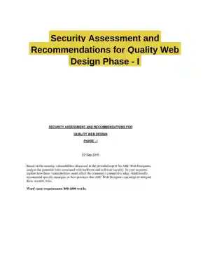 Security Assessment and Recommendations for Quality Web Design Phase - I