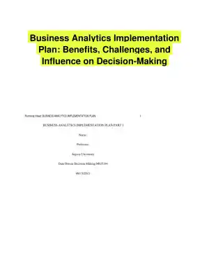 Business Analytics Implementation Plan: Benefits, Challenges, and Influence on Decision-Making