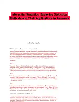 Inferential Statistics: Exploring Statistical Methods and Their Applications in Research