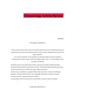 Criminology Article Review