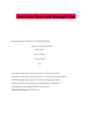 Final Case Study and Strategic Plan