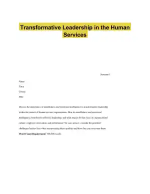 Transformative Leadership in the Human Services