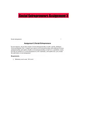 Social Entrepreneurs Assignment 3