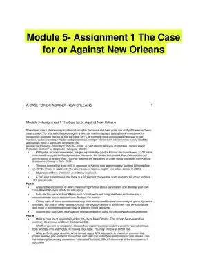 Module 5- Assignment 1 The Case for or Against New Orleans
