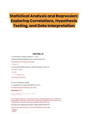 Statistical Analysis and Regression: Exploring Correlations, Hypothesis Testing, and Data Interpretation