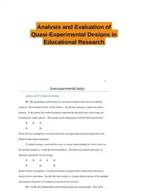 Analysis and Evaluation of Quasi-Experimental Designs in Educational Research