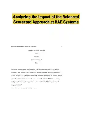 Analyzing the Impact of the Balanced Scorecard Approach at BAE Systems