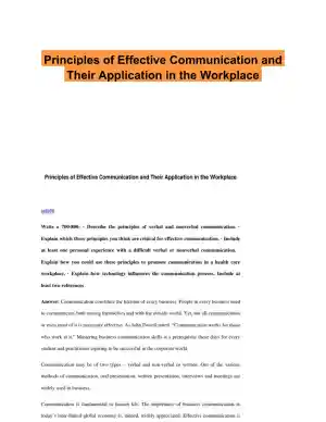 Principles of Effective Communication and Their Application in the Workplace