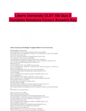 Liberty University CLST 100 Quiz 2 Complete Solutions Correct Answers Key