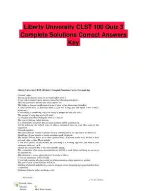 Liberty University CLST 100 Quiz 3 Complete Solutions Correct Answers Key