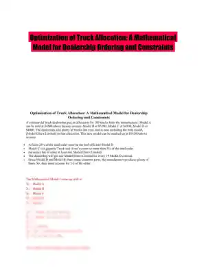 Optimization of Truck Allocation: A Mathematical Model for Dealership Ordering and Constraints