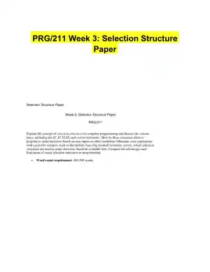 PRG/211 Week 3: Selection Structure Paper