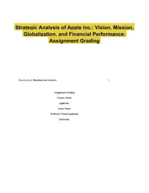 Strategic Analysis of Apple Inc.: Vision, Mission, Globalization, and Financial Performance: Assignment Grading