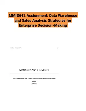 MMIS642 Assignment: Data Warehouse and Sales Analysis Strategies for Enterprise Decision-Making
