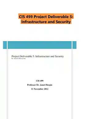 CIS 499 Project Deliverable 5: Infrastructure and Security
