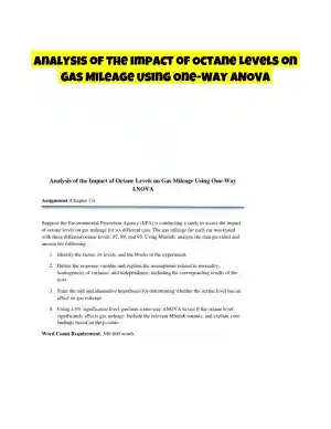 Analysis of the Impact of Octane Levels on Gas Mileage Using One-Way ANOVA