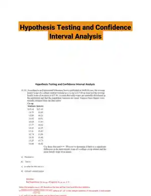 Hypothesis Testing and Confidence Interval Analysis
