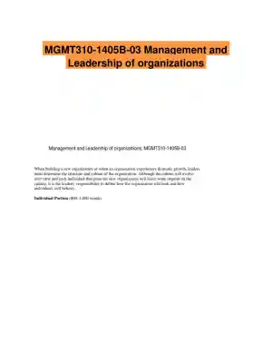MGMT310-1405B-03 Management and Leadership of organizations