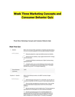 Week Three Marketing Concepts and Consumer Behavior Quiz