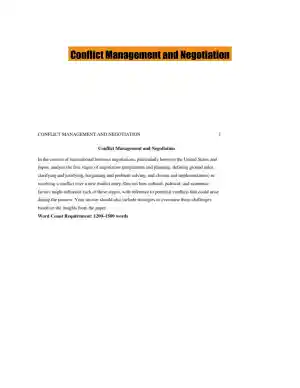 Conflict Management and Negotiation