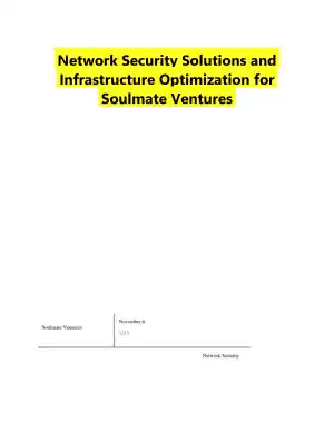 Network Security Solutions and Infrastructure Optimization for Soulmate Ventures