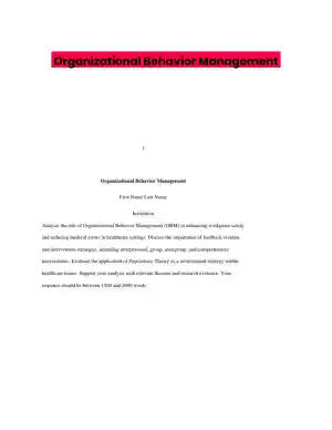 Organizational Behavior Management