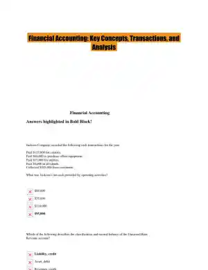 Financial Accounting: Key Concepts, Transactions, and Analysis