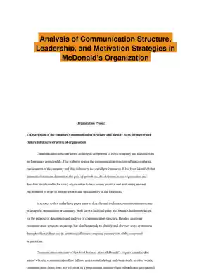 Analysis of Communication Structure, Leadership, and Motivation Strategies in McDonald�s Organization