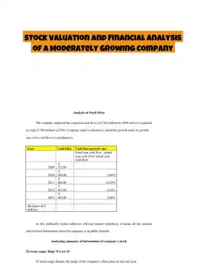 Stock Valuation and Financial Analysis of a Moderately Growing Company