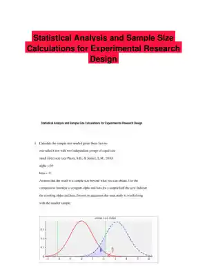 Statistical Analysis and Sample Size Calculations for Experimental Research Design