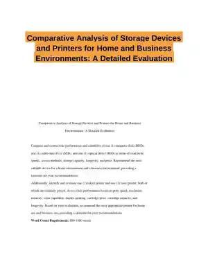 Comparative Analysis of Storage Devices and Printers for Home and Business Environments: A Detailed Evaluation