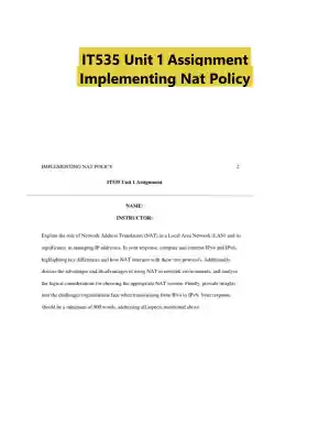 IT535 Unit 1 Assignment Implementing Nat Policy